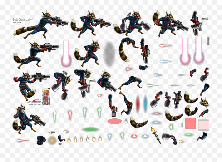 Rocket Raccoon Sprite Sheet - Rocket Raccoon Sprite Png,Rocket Raccoon Png