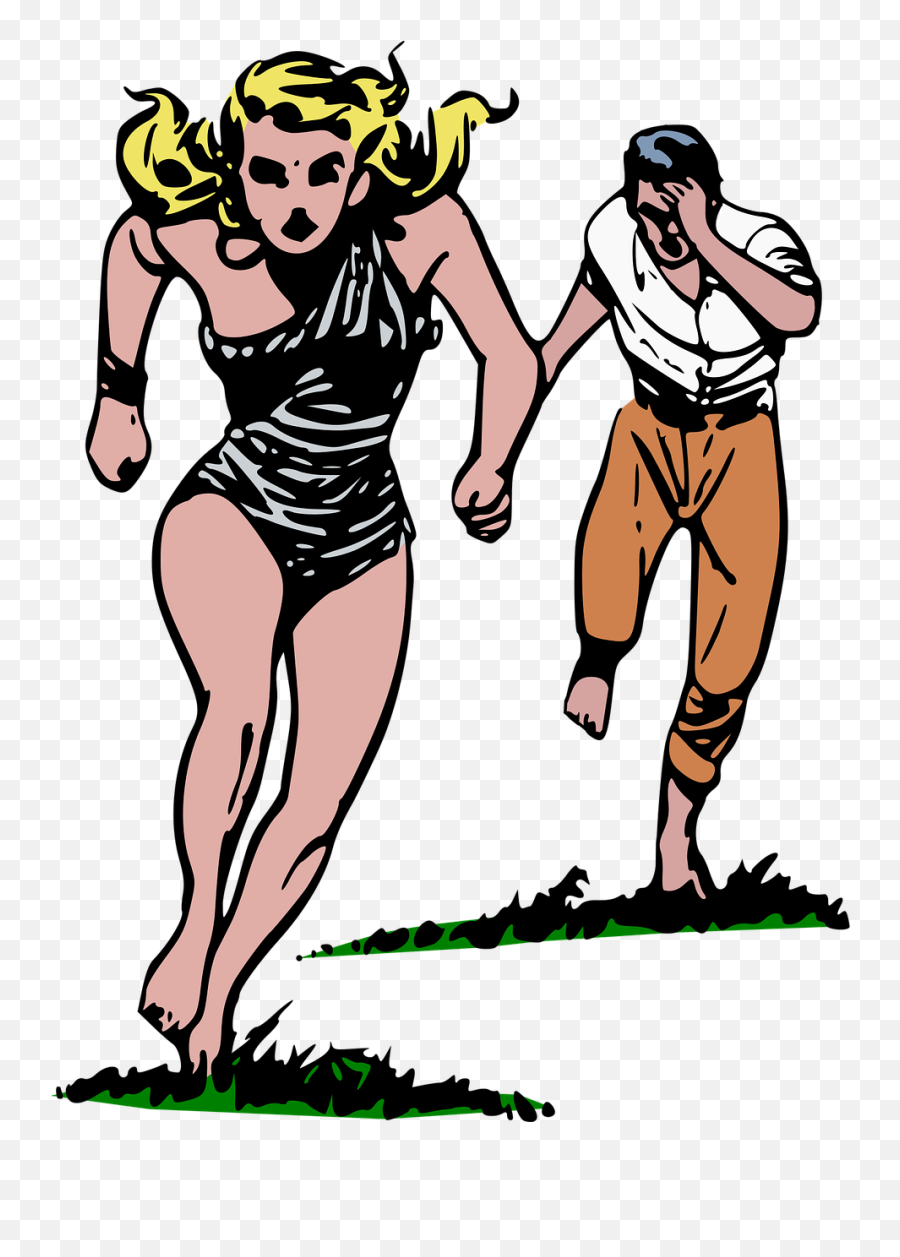 Cave Girl Chase Comics - Guy Chasing After A Girl Cartoon Png,Chase Png