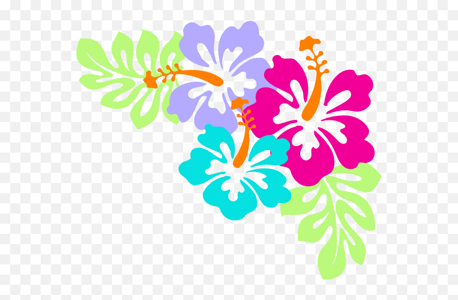 Download Hibiscus Corner Clip Art - Hawaiian Luau Clipart Transparent Hawaiian Flowers Png,Luau Png