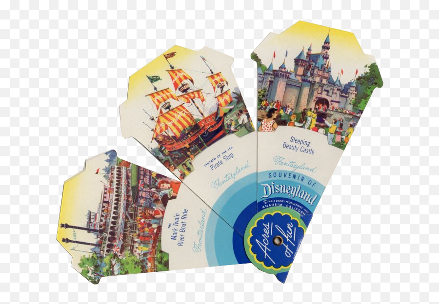 Disneyland U201cacres Of Funu201d Souvenir Fan 1955 Disney - Envelope Png,Disneyland Castle Png