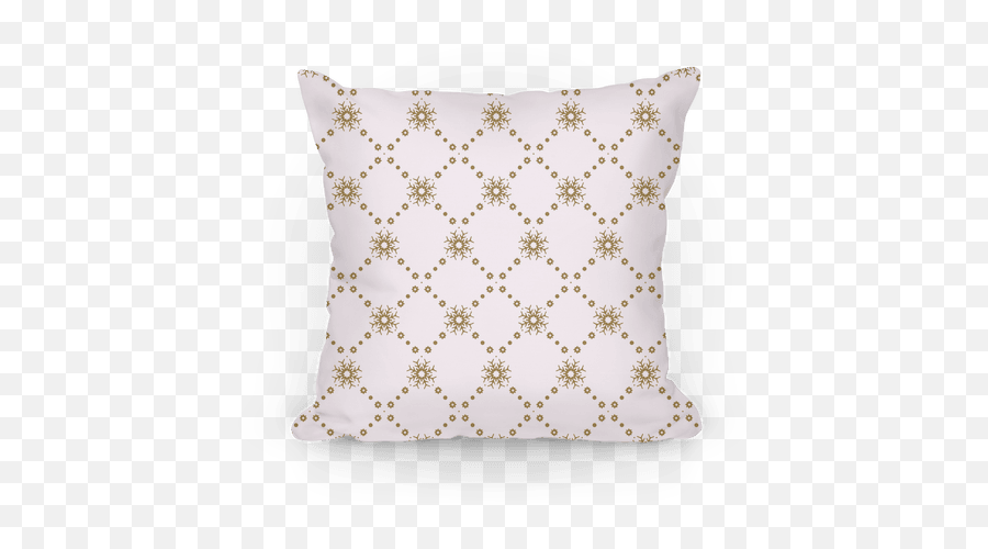 White And Gold Snowflake Pattern Pillows Lookhuman - Transparent Blue Pillow Png,Gold Snowflakes Png