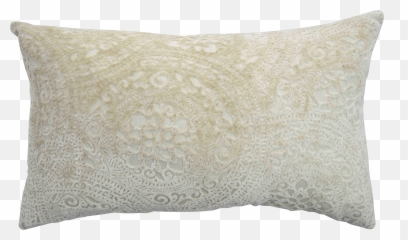 Firmamenta Italian Cream Lace Linen Velvet Lumbar Pillow - png