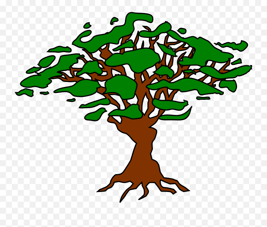 Drawing Of A Tree With Roots And Green Graphic Clouds - Affix Tree Png,Tree With Roots Png