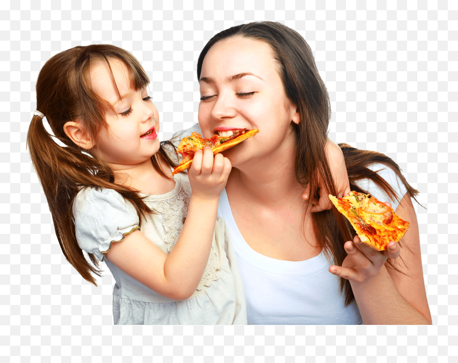 Download Free Png Eating Child Food Woman Mother - To Enjoy Mae E Filha Pizza,Eating Png