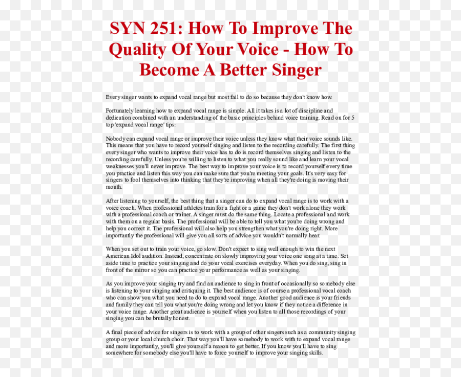 Pdf Syn 251 How To Improve The Quality Of Your Voice - How Skuttle Png,Icon Behidn Voice
