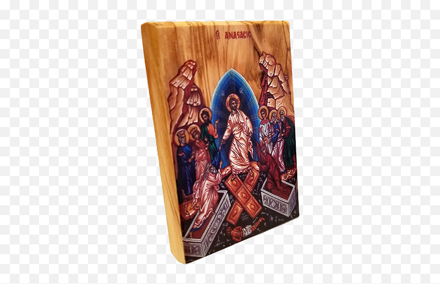 Holy Land Olive Wood Color Icon The Resurrection Of Jesus - Antique Png,Byzantine Icon Of Christ