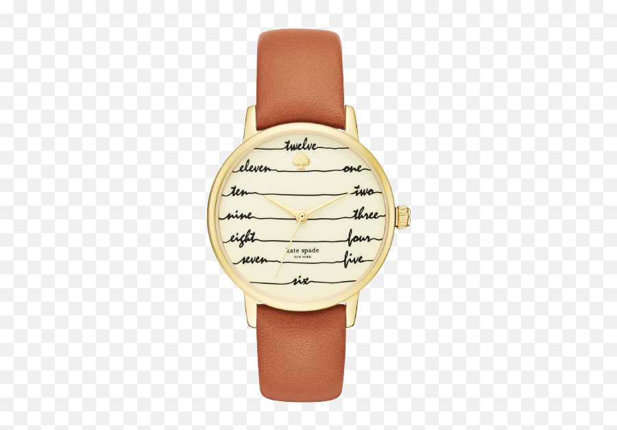Womenu0027s Metro Three - Hand Brown Leather Watch 34mm Watch Strap Png,Kate Spade Icon