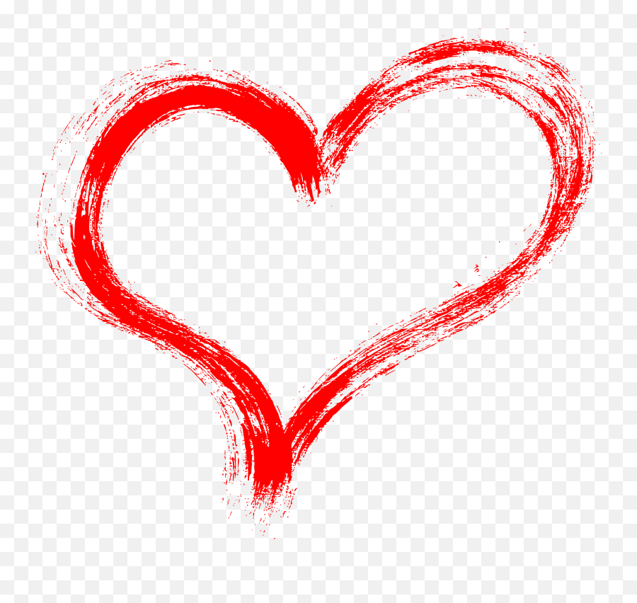 10 Red Grunge Brush Stroke Heart - Paint Brush Heart Png,Heart Silhouette Png