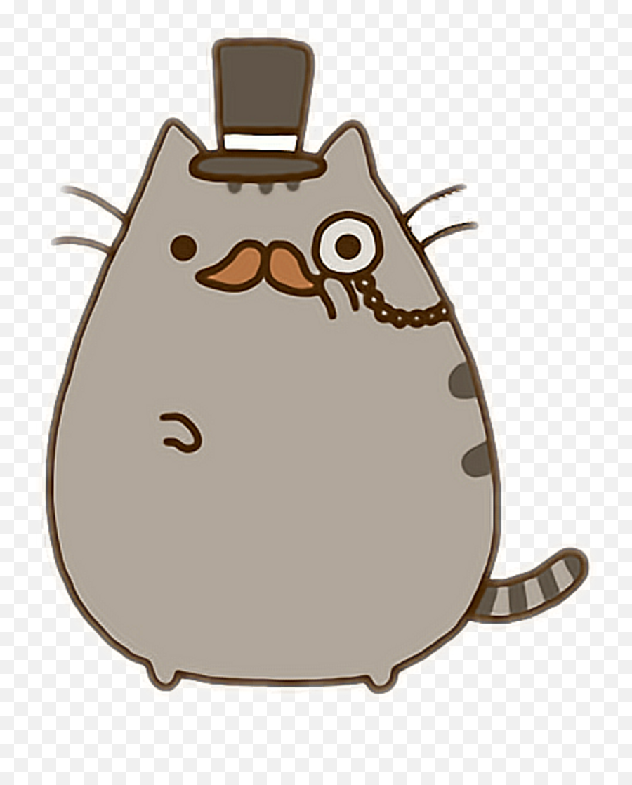 Pusheen Sticker - Pusheen The Cat Clipart Full Size Cartoon Cat With Mustache Png,Pusheen Transparent Background