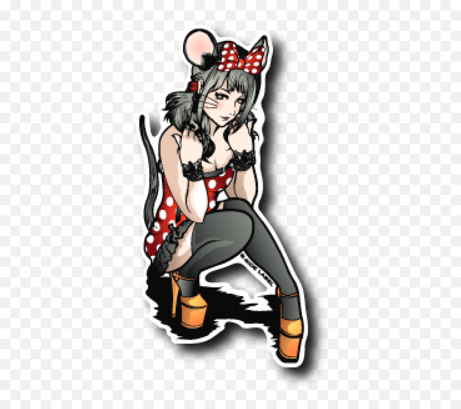 B - Side Label Sticker Anime Mouse Girl Png,Anime Girl Sitting Png