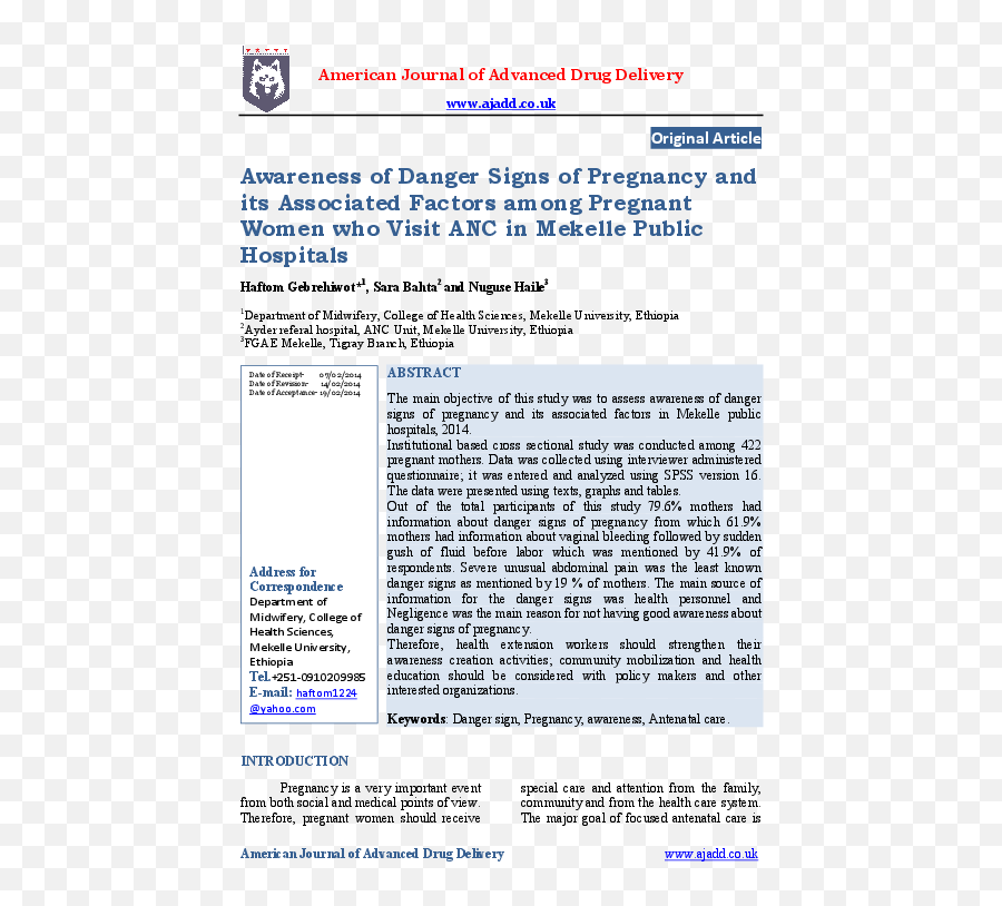Pdf Awareness Of Danger Signs Pregnancy And Its - Introduction Danger Signs Of Pregnancy Png,Danger Sign Transparent