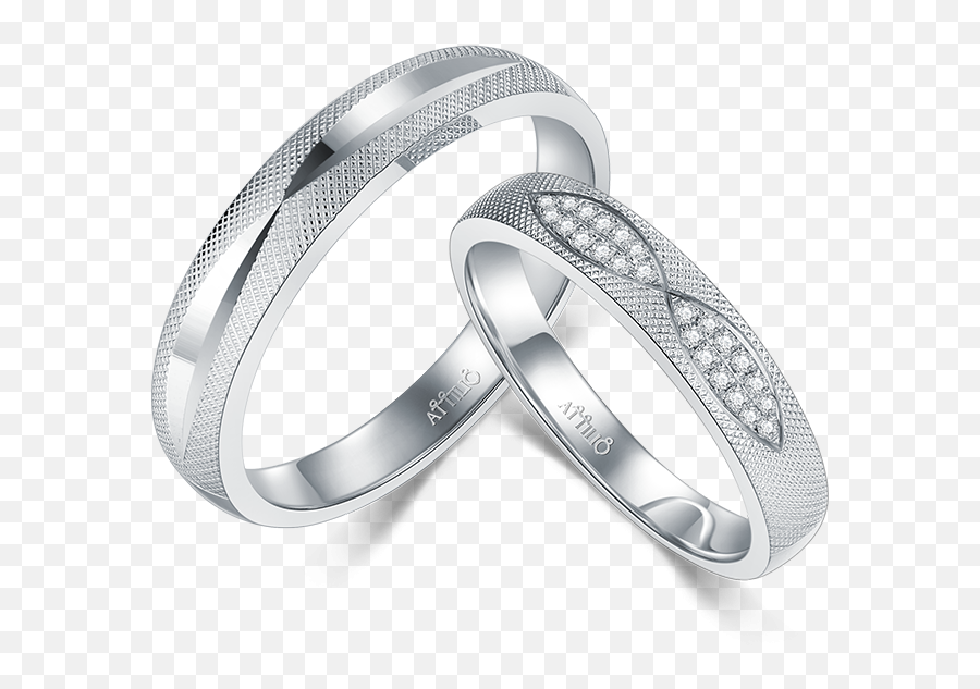 18k White Color Gold Diamond Couple Ring - Ring Png,White Ring Png