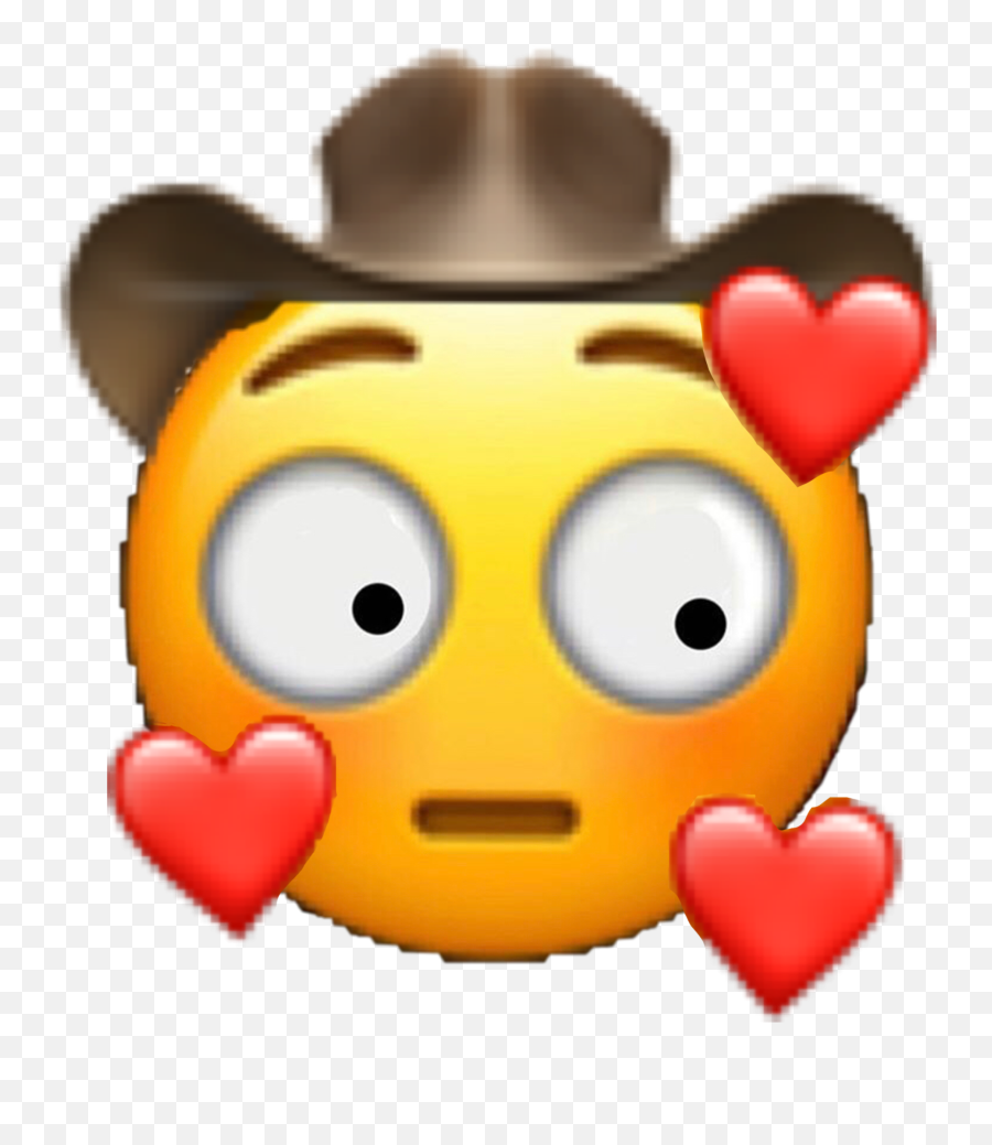 Blushing Cowboy Emoji Sticker By Danielle - Cara Con Sombrero De Vaquero Triste Png,Cowboy Emoji Transparent