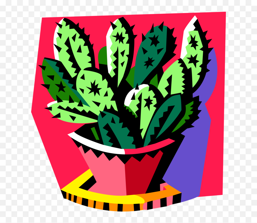 Desert Cactus Plant In Pot - Vector Image Flowerpot Png,Desert Plant Png