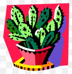 Desert Cactus Plant In Pot - Vector Image Flowerpot png