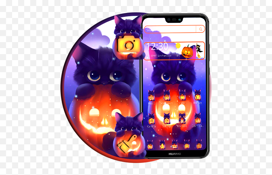 Dark Halloween Cat Theme Apk 112 - Download Apk Latest Version Mobile Phone Png,Halloween Cat Icon