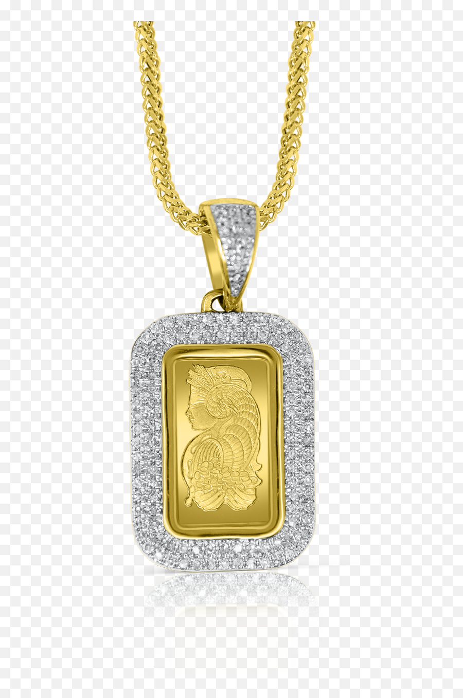 24k Gold Pamp Suisse Bar Pendant 033ct With Chain - Locket Png,Gold Chain Transparent