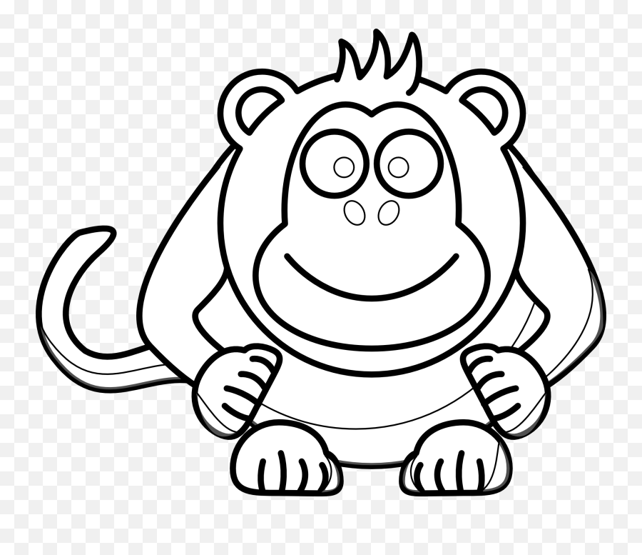 Monkey Clip Art Cute Monkeyloring Pages Cartoon - Black And White Cartoon Clip Art Png,Cute Monkey Png