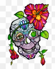 Sugar Skull Flowers Pictures And - Clip Art Png,Dead Flowers Png