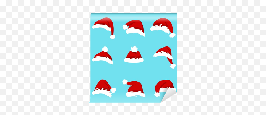 Set Santa Hats Isolated - Santa Hat Blue Background Png,Santa Hats Png