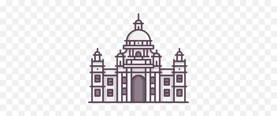 Victoria Memorial Icon Of Colored Outline Style - Available Victoria Memorial Kolkata Icon Png,Victoria Png