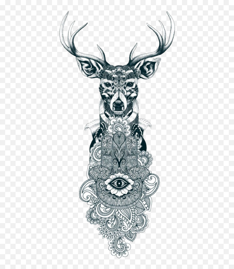 Tattoo Reindeer Wolf Drawing Gray Hd Image Free Png U2013 - Mandala Animal Tattoo,Reindeer Png