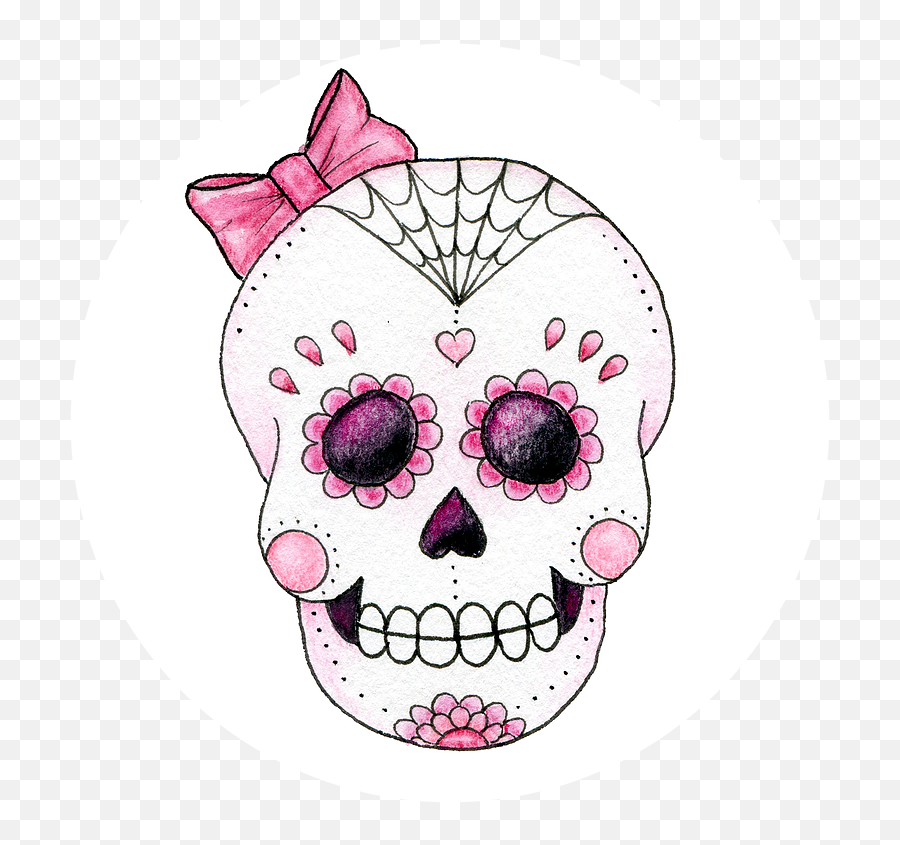 Skull Clipart Pink - Sugar Skulls Pink Transparent Cartoon Transparent Background Sugar Skull Clipart Png,Sugar Skull Png
