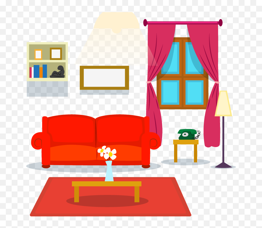 Table Living Room Couch Cartoon - Clipart Living Room Cartoon Png,Living Room Png