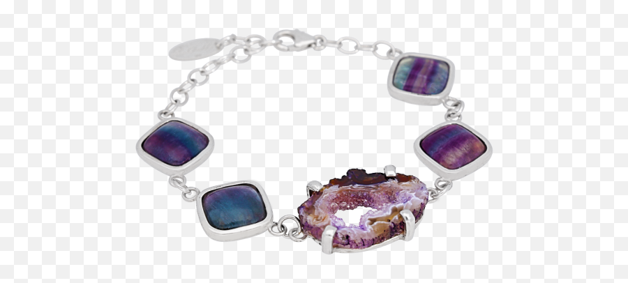 Purple Geode Rainbow Fluorite Bracelet - Bead Png,Geode Png