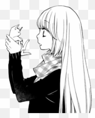 Pin - Manga Girl With Cat Png,Black And White Anime Png