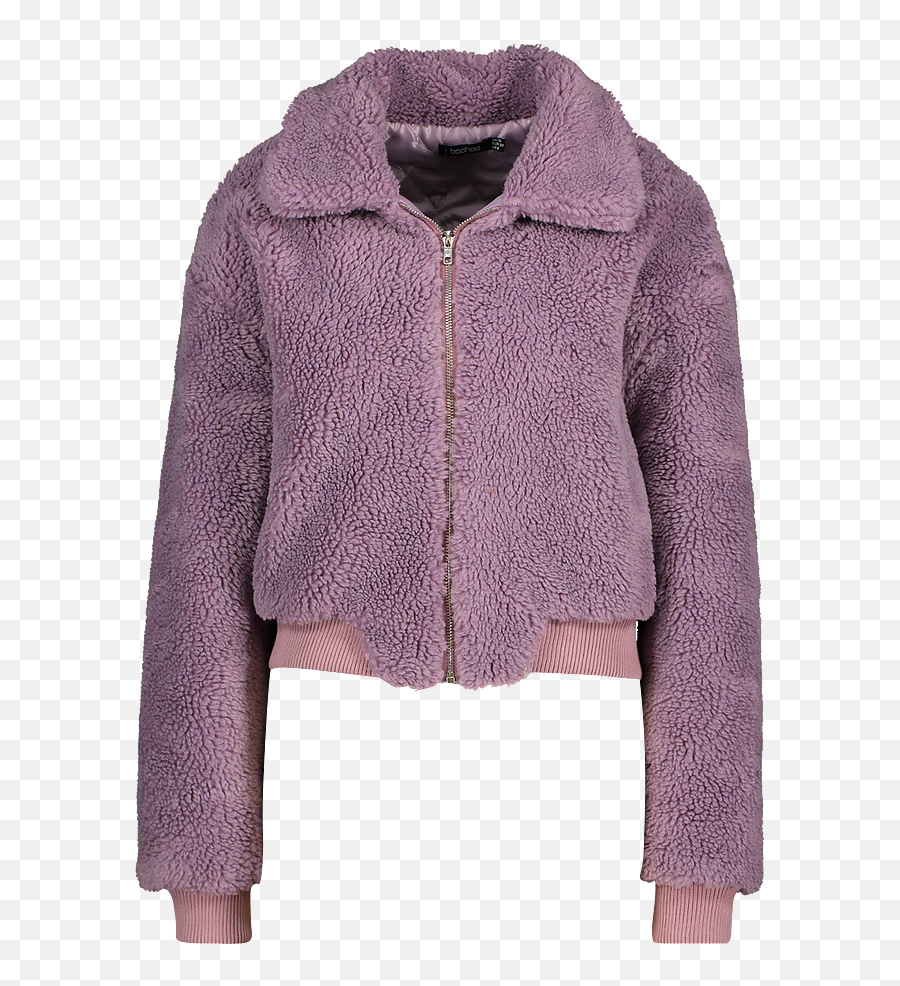 Crop Faux Teddy Fur Bomber Jacket Boohoo - Bomber Jacket For Girls Png,Bomber Jacket Template Png