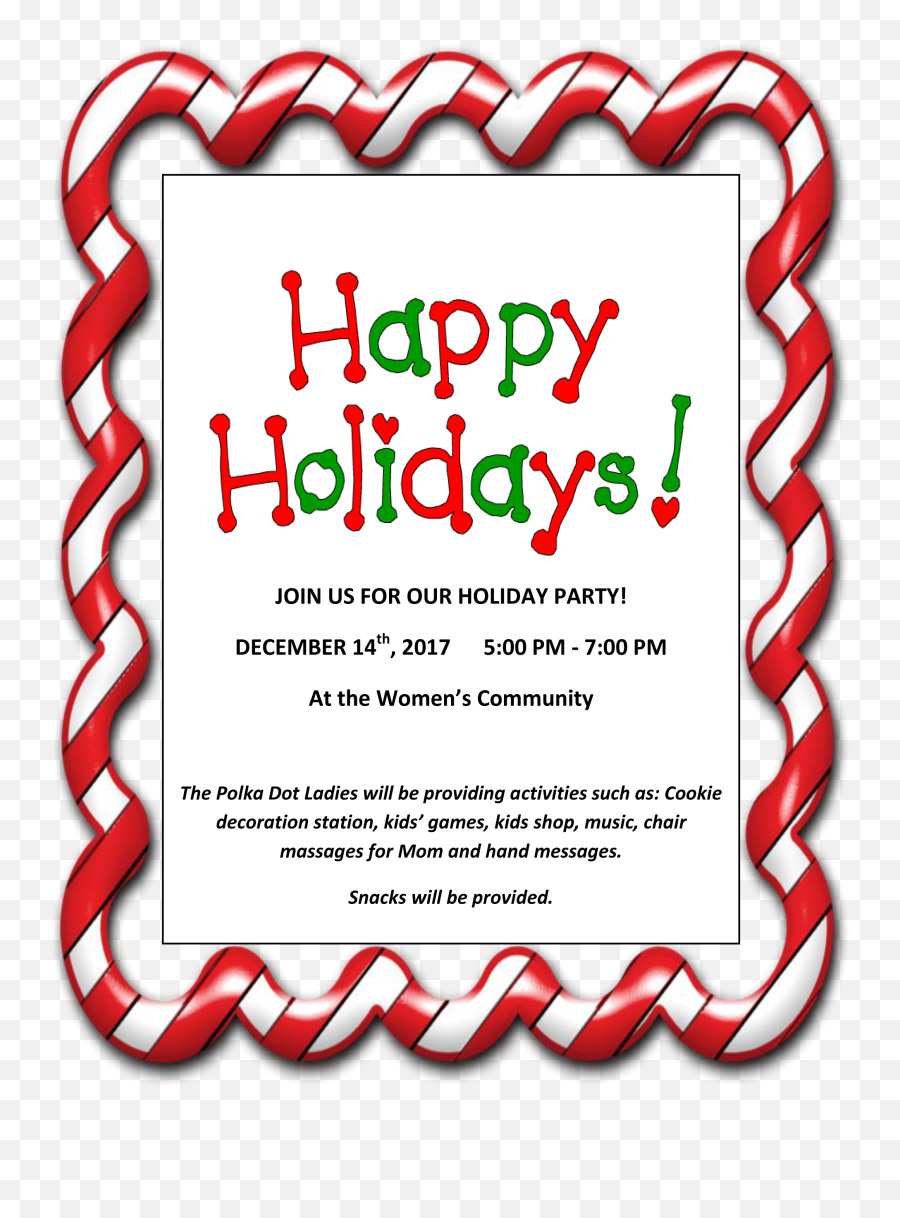 Holiday Party - Border Clip Art Candy Cane Png,Holiday Party Png