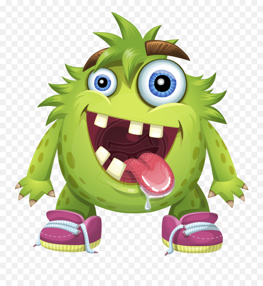 Funny Monster Cartoon Vector Character - Cartoon Fruit Monster Png,Monster  Teeth Png - free transparent png images 