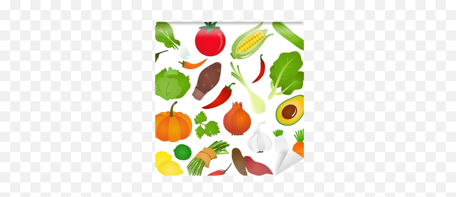 Wall Mural Colorful Cute Vector Icons Fruits Vegetable - Desenho De Frutas E Legumes Coloridos Png,Vegtable Icon