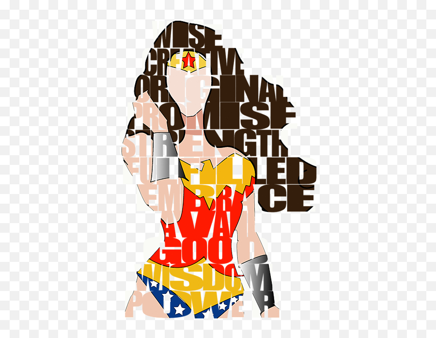 Wonder Woman Inspirational Power And Strength Through Words - Wonder Woman Tote Bag Png,Wonder Woman Amazon Hero Icon