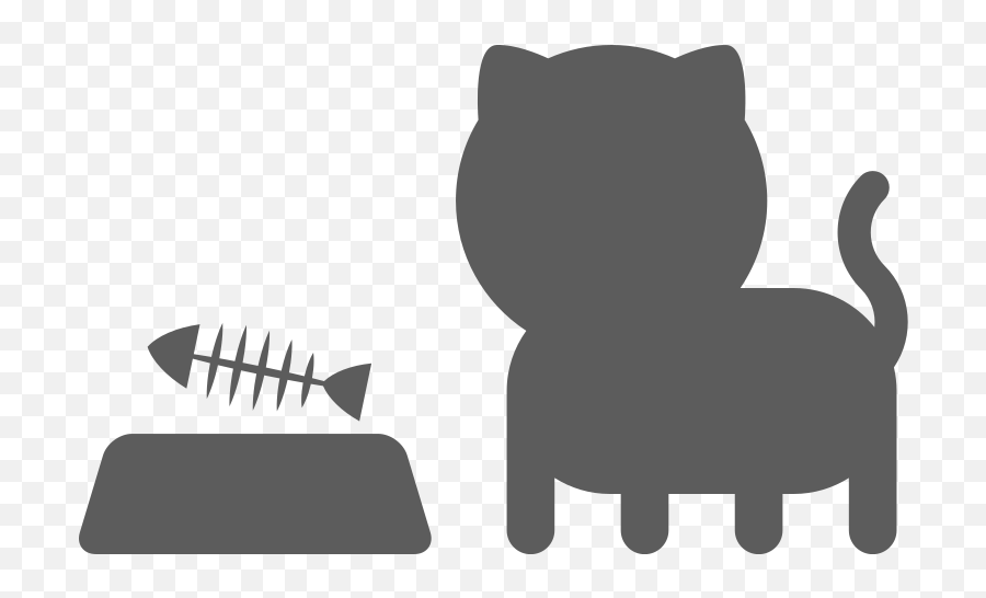 Cute Cat Silhouette With Fish Fridge Decal - Cat Png,Kawaii Cat Icon