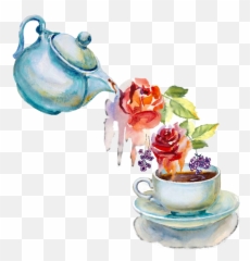 Download Hd Tea Cup Teapot Illustration Transparent Png - Pouring Painting