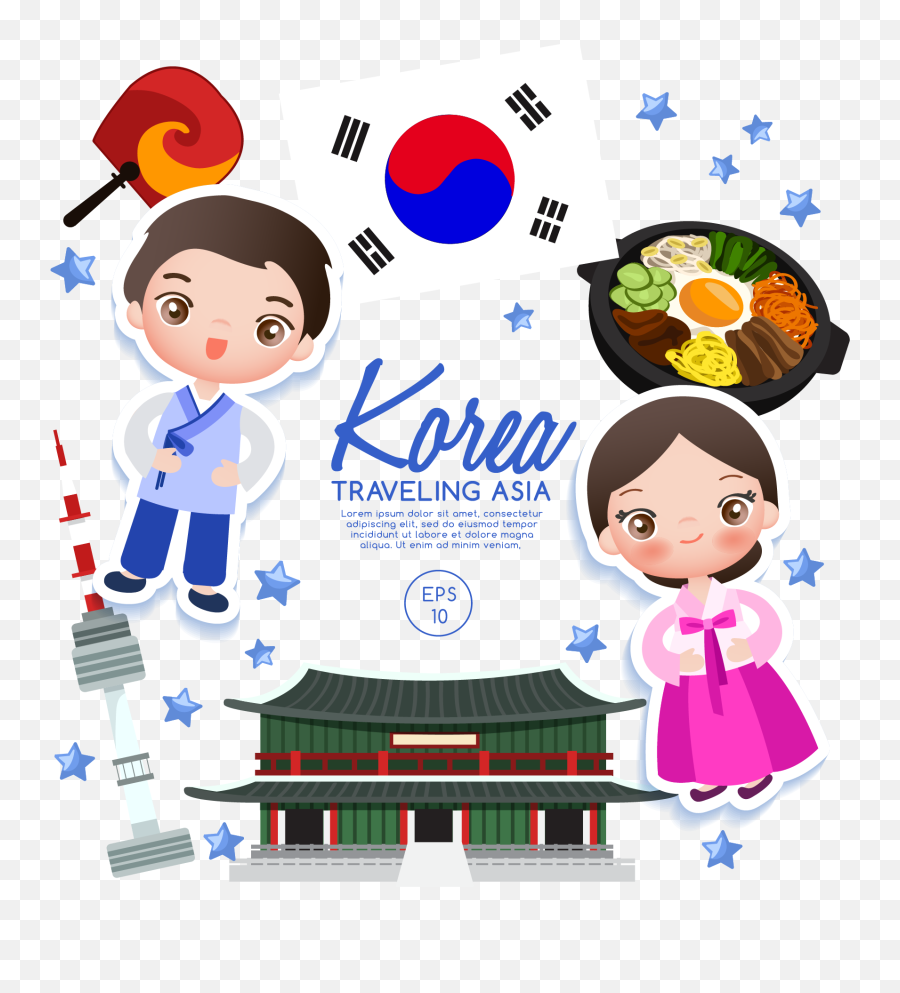 Download Flag Of South Korea - South Korea Flag Cartoon Png Korean Flag Cartoon Png,South Korea Png