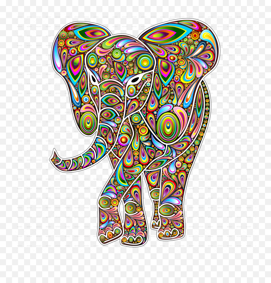Elefante - Ebern Designs Grace Indian Elephant Figure With Psycadelic Trippy Elephant Drawing Lsd Png,Trippy Png