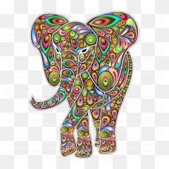 Elefante - Ebern Designs Grace Indian Elephant Figure With Psycadelic Trippy Elephant Drawing Lsd Png,Trippy Png