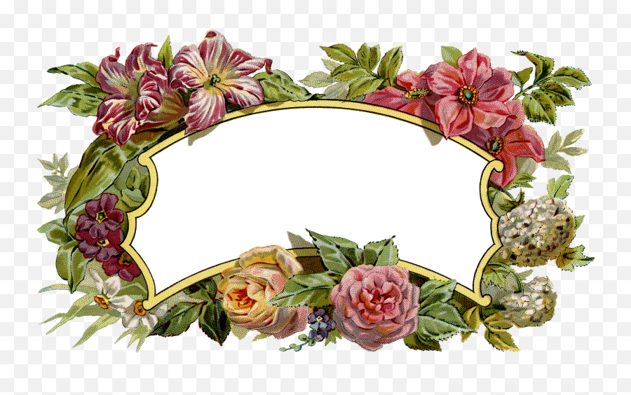 Download Flower Frame Jar Mason Paper Address Label Hq Png - Floral Vintage Flores Etiquetas Vintage,Label Png