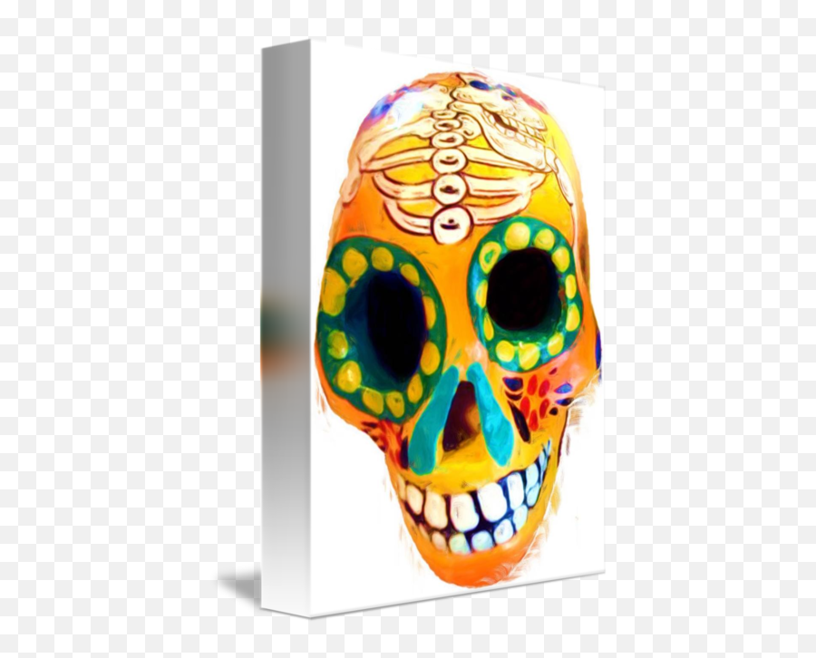 Orange Dia De Los Muertos Skull Oil By Maggie Fish - Creepy Png,Dia De Los Muertos Png