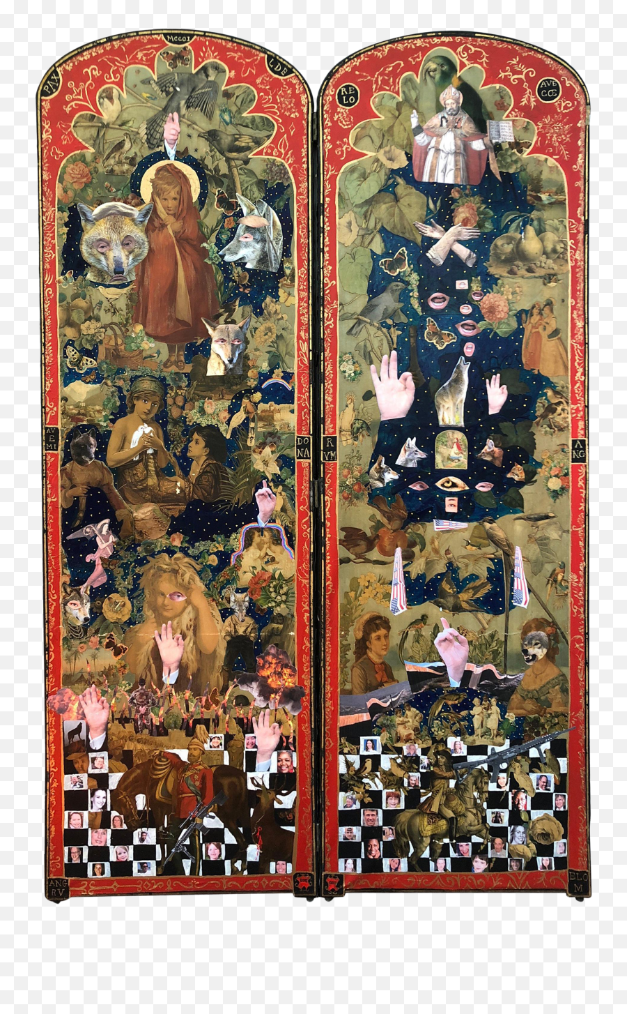 Powerful Mixed - Media Collage Diptych On Victorian Panels Rug Png,Icon Collage