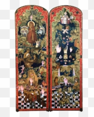Powerful Mixed - Media Collage Diptych on Victorian Panels Rug png