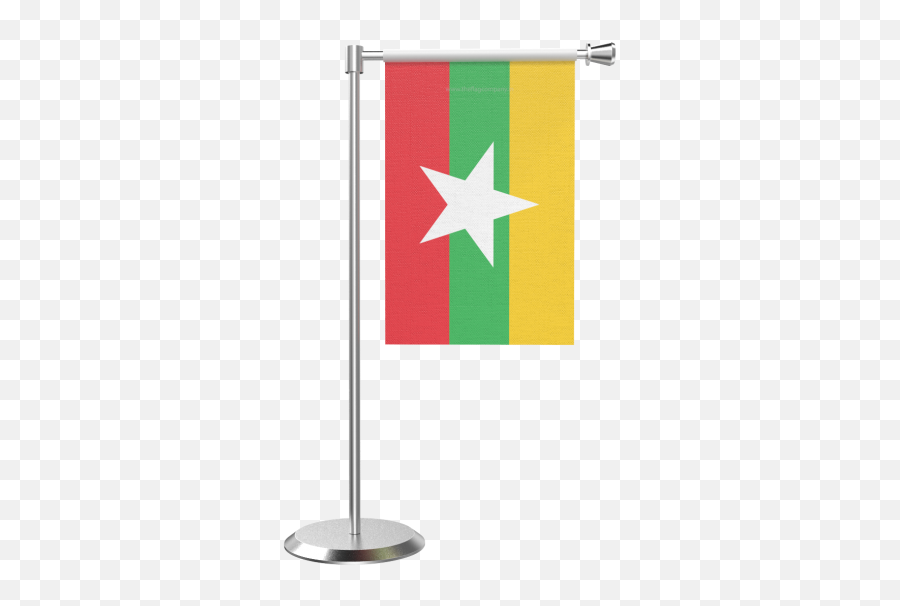 L Shape Table Myanmar Burma Flag With Stainless Steel Base And Pole - Flag Png,Burma Flag Icon