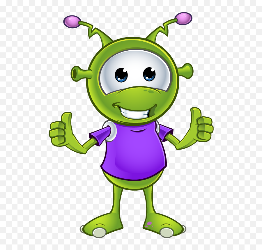 Download Hd Little Green Alien Two Thumbs Up - Cute Alien Little Green Alien Png,Two Thumbs Up Icon