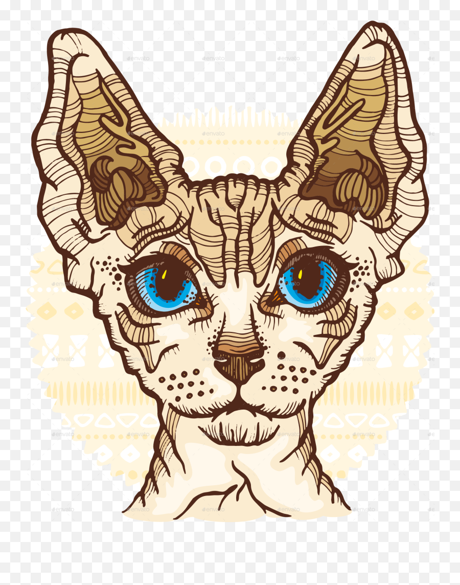 Sphynx Cat Vector Illustration - Hairless Cat Colouring Page Png,Cat Vector Png
