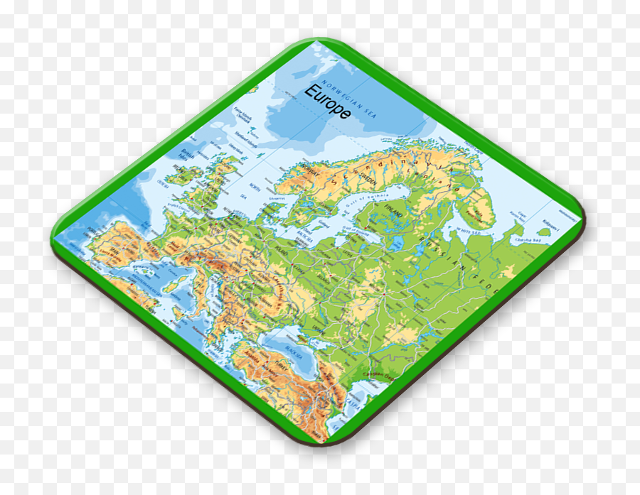 Europe Map Placemat I Love Maps - Physical Map Of Europe Png,Europe Map Png