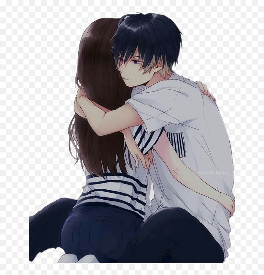 Couple Anime Picture Posted By Samantha Peltier - Hugging Cute Anime Couple Hug Png,Anime Couple Transparent