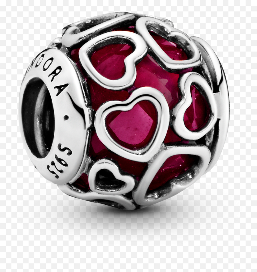 Cerise Pink Heart Pattern Charm Pandora Hk - Pink Heart Ball Pandora Charm Png,Heart Pattern Png